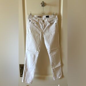 AG Adriano Goldschmied, The Stevie Ankle, Slim Straight Ankle, White, Size 27